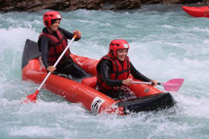Canoe rafting down the Durance to the Ecrins National Park