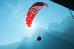 Paragliding Flight above Chamonix from the Plan de l'Aiguille
