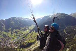 Summer tandem paragliding flight in Klosters, Switzerland