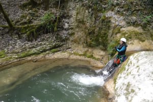 Canyoning at the Ternèze stream, near Chambéry