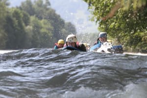 Hydrospeed initiation on the Arve from Passy, near Chamonix