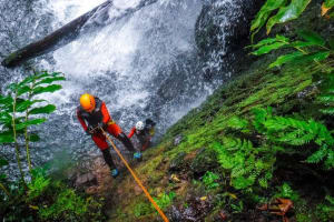 Canyoning Down the Ribeira dos Caldeiroes in São Miguel, Azores
