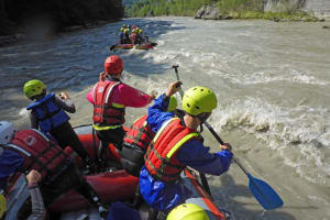 Fun Rafting on the river Salzach in Schwarzach near Salzburg, Austria