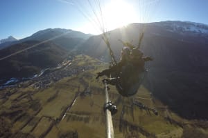 Tandem Paragliding Flight over Benasque Valley in the Aragonese Pyrenees
