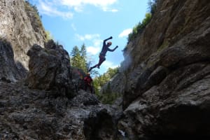 Canyoning in the Strubklamm gorge near Salzburg, Austria