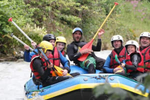 Rafting down the Arve River from Chamonix