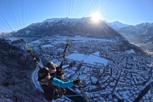 Tandem Paragliding flight above Interlaken, from Beatenberg