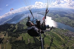Tandem Paragliding Flight over Mount Rigi, near Lucerne