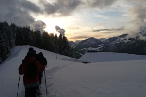 Schneeschuhwanderung auf dem Semnoz, in der Nähe von Annecy
