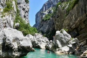 Whitewater swimming excursion in the Verdon