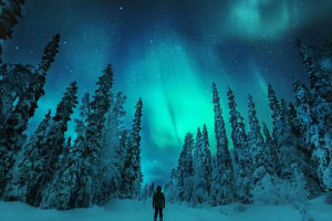 Aurora Camp & Abendessen am offenen Feuer am Inari-See von Ivalo aus