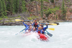 Guided whitewater rafting from Jasper down Athabasca Falls Canyon