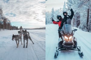 Randonnée en motoneige et chiens de traîneau au départ de Rovaniemi