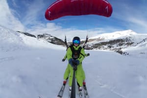 Winter Speedtandem Tandem Paragliding Flight from the Benasque Valley, in Cerler Ski Resort
