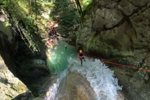 Introduction to canyoning in the Versoud canyon in the Vercors, near Grenoble