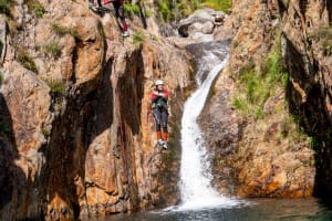 Canyoning in the Artigue canyon from Vicdessos, Ariège