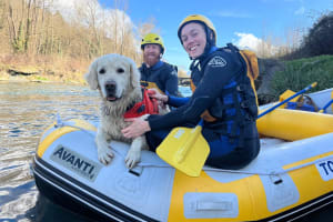 Cani-Rafting auf dem Gave de Pau, Hautes-Pyrénées