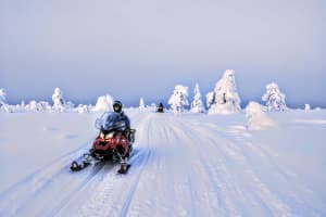 Schneemobilerlebnis im arktischen Wald von Ylläsjärvi aus
