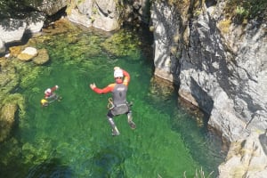 Sporty descent of the Pissevieille canyon at Vallon-Pont-d'Arc, Ardèche