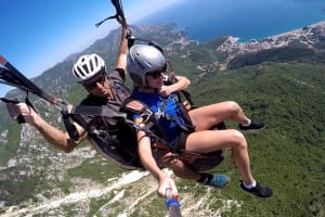 Tandem Paragliding Flight in Budva from Brajici