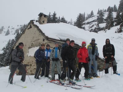 Schneeschuhwandern am Mont Cenis Pass und See im Val Cenis