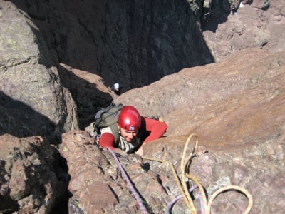 Multi pitch rock climbing in Corse