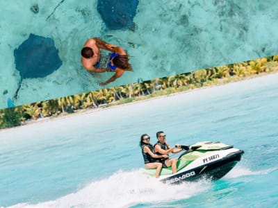 Combo tour : Jet ski & Eco safari rays and sharks, snorkeling in the Coral garden, Bora Bora