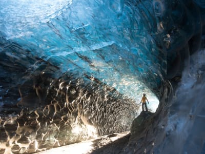Excursion dans les spéléologies du glacier Vatnajökull depuis la lagune du glacier Jökulsárlón