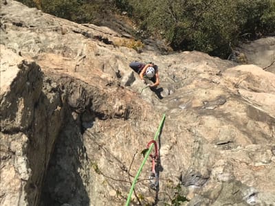 Rock climbing Corma di Machaby in the Aosta Valley