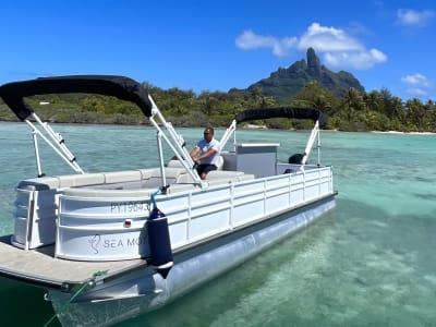 Visite privée du lagon de Bora Bora à bord d'un bateau ponton