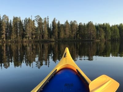 Day of canoeing through the Wilderness in Lapland, Finland