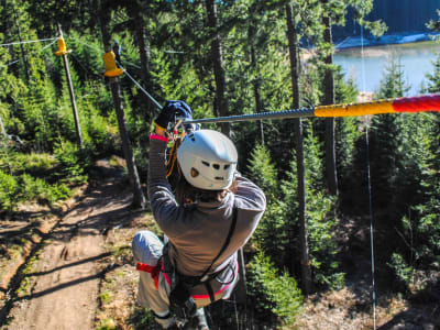 250m (820ft) Zipline über den Fluss Sava in der Nähe von Bled