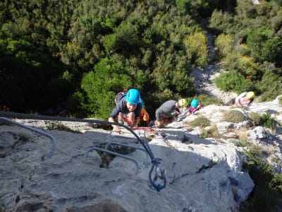 Vía ferrata de la Pichona en Saint-Paul-de-Fenouillet, Pirineos Orientales