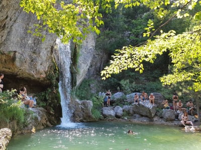 Hike and dive in Orlias Waterfalls, Mount Olympus