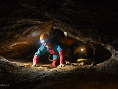 Caving in the Aven des Côtes near Vallon-Pont-d'Arc, Ardèche