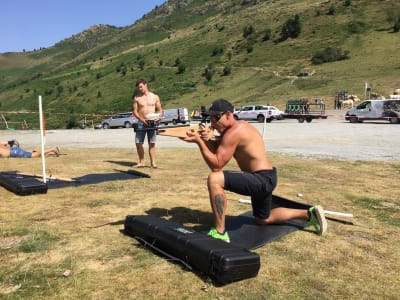 Biatlón de verano en Saint Lary Soulan, Pirineos,