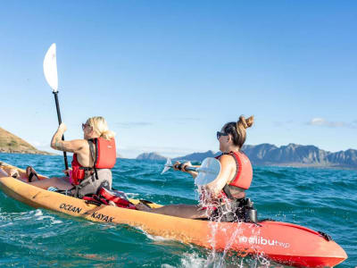 Excursion guidée en vélo électrique et en kayak de mer sur l'île de Moku Nui à Kailua, O'ahu