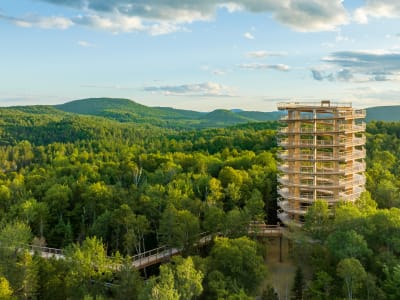 Panoramic hike on the sentier des cimes trail near Mont-Tremblant, Laurentians