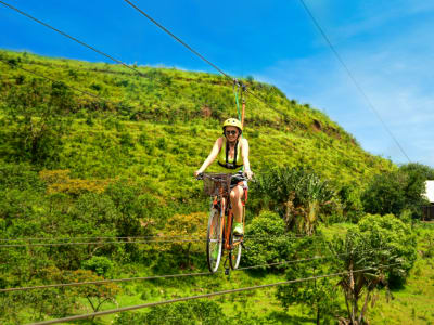 Bicycle zipline in La Vallée des Couleurs Nature Park, Mauritius