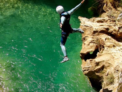 Canyoning at Rio Verde Gorge in Otivar, near Nerja in Malaga