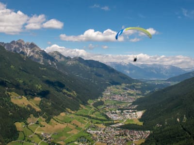 Tandem paragliding over Stubaital near Innsbruck