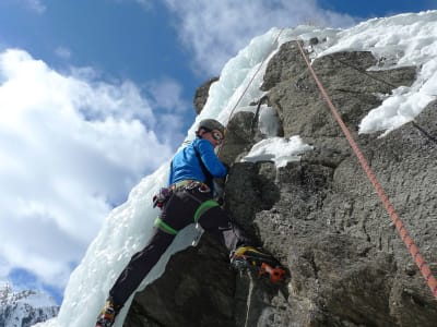 Ice fall climbing in Chamonix