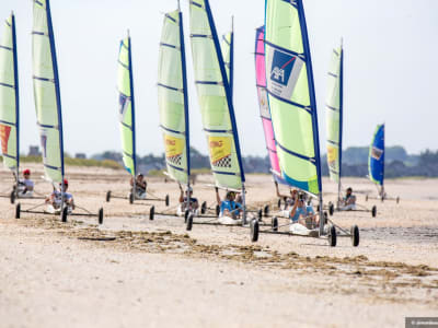 Sand yachting on the bay of Mont-Saint-Michel, near Saint-Malo