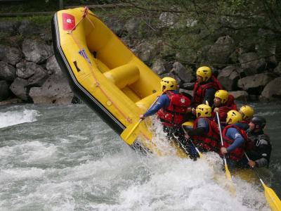 Rafting down the Doron de Bozel river near Courchevel