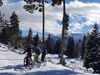 Fahrt mit dem elektrischen Fatbike auf Schnee in Font Romeu