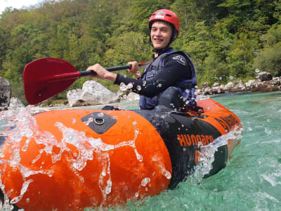 Packrafting on the Soča River near Bovec