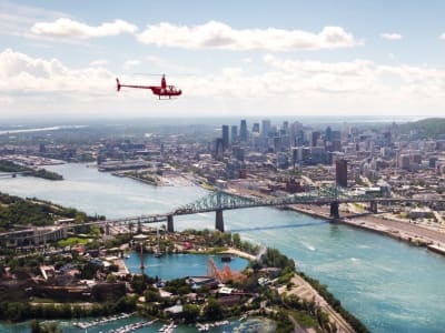 Helicopter Flight over the St. Lawrence in Montreal