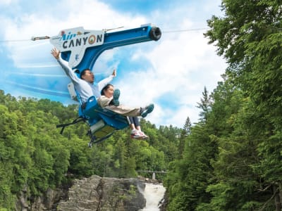 Ziplining above the Sainte-Anne canyon near Quebec City