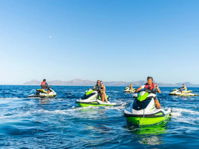 Tour guidé en jet ski de Puerto de Alcudia à l'île d'Aucanada, Mallorca