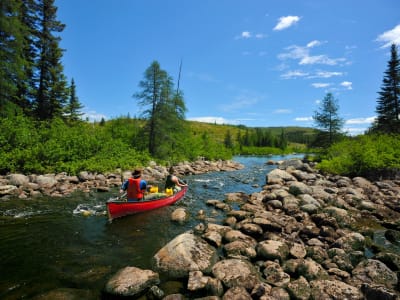 Kanuausflug auf dem Arthabaska-See im Grands-Jardins-Nationalpark, Charlevoix